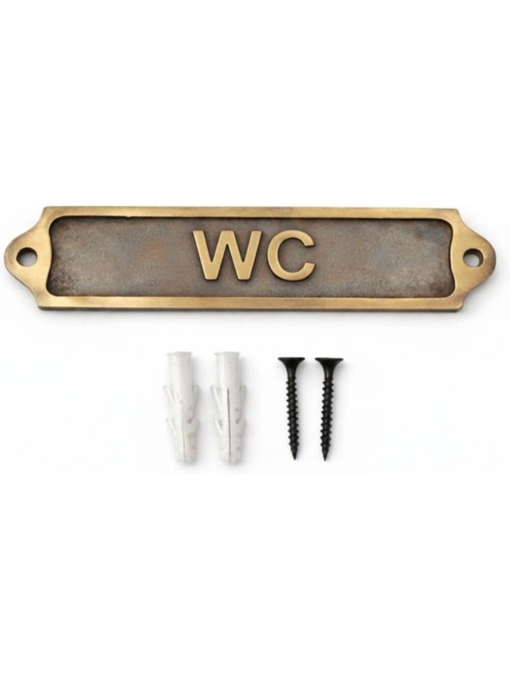 Vintage Engraved Metal Bathroom Sign | Antique Wall Plaque for Home & Office
